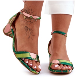 Sandales à talons hauts en satin à motifs Mélange vert Inspire Me! multicolore