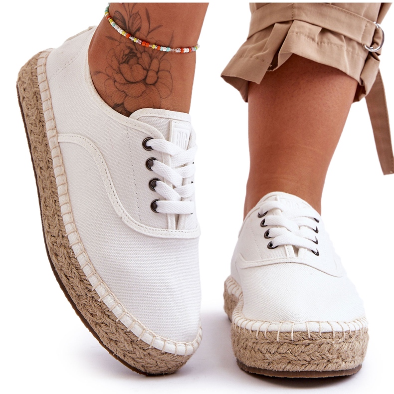 Espadrilles Big Star LL274833 Baskets à Lacets Blanc blanche