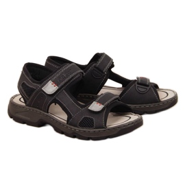 Sandales confortables à scratch Rieker M R447 noir