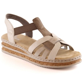 Sandales compensées confortables Rieker W RKR505A beige