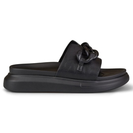 La.Fi Tongs noires avec chaîne le noir