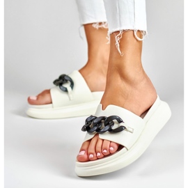 La.Fi Tongs blanches avec chaîne noire