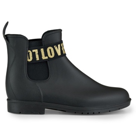 Bottes de pluie femme Love Gold noir mat le noir