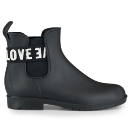 Bottes de pluie femme Love White noir mat