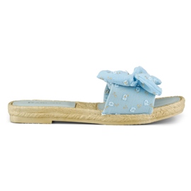 Chaussons femme bleus à nœud