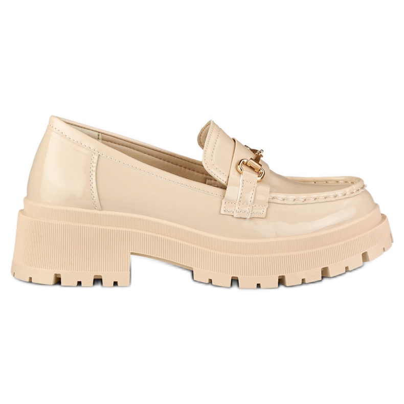 Chaussures à plateforme beiges laquées