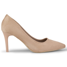 Escarpins classiques en daim beige foncé