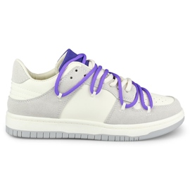 Baskets femme à lacets violets blanc