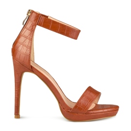 Sandales à talon femme caramel brun