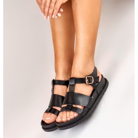 Sandales plates noires classiques pour femmes