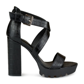 Sandales hautes noires pour femmes le noir Sandales hautes noires pour femmes le noir