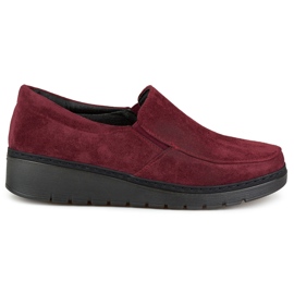 Mocassins confortables en daim bordeaux pour femme rouge Mocassins confortables en daim bordeaux pour femme rouge