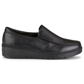 Mocassins confortables pour femmes en cuir écologique noir