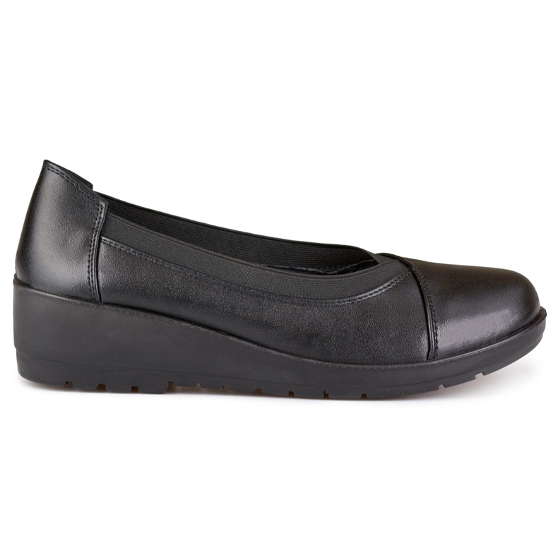 Chaussures élastiques confortables pour femmes en cuir écologique le noir Chaussures élastiques confortables pour femmes en cuir écologique le noir