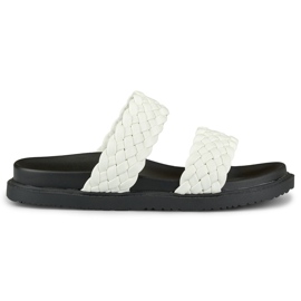 Chaussons tressés noir et blanc femme blanche