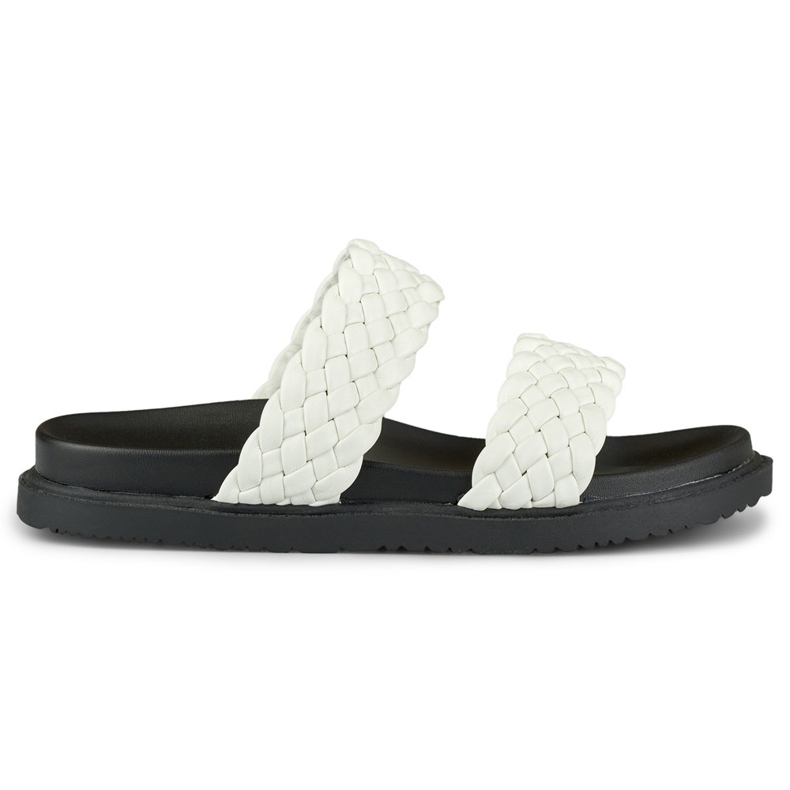 Chaussons tressés noir et blanc femme blanche Chaussons tressés noir et blanc femme blanche