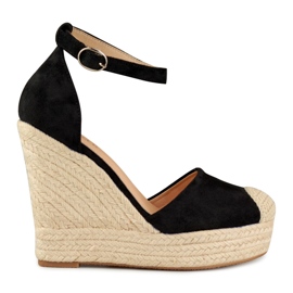 Espadrilles compensées noires pour femme le noir