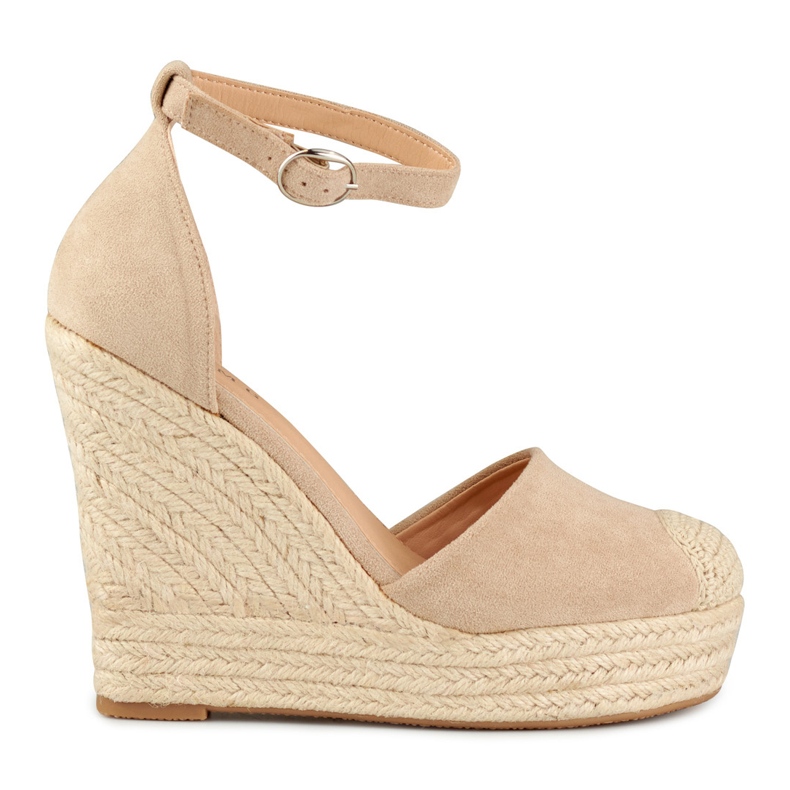 Espadrilles compensées beige clair femme