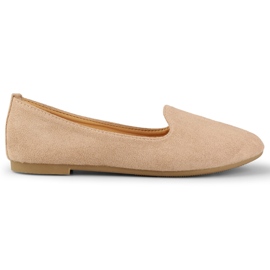 Chaussures plates en daim beige