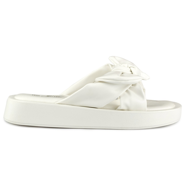 Pantoufles blanches pour femmes en éco-cuir