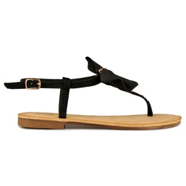 Sandales noires pour femmes avec un nœud le noir