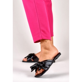 Claquettes noires à nœud Isanna le noir