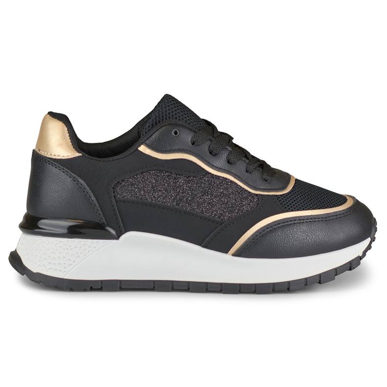 Baskets brillantes noires pour femme le noir