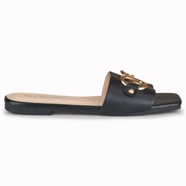 Chaussons pour femmes noirs avec décoration Hensi dorée le noir