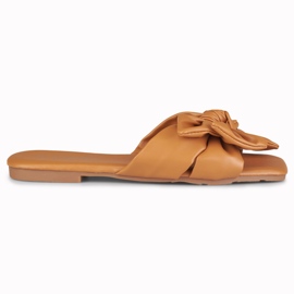 Chaussons nœud caramel Isanna brun