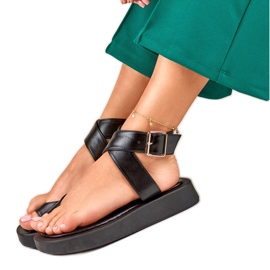 Sandales noires pour femmes attachées à la cheville de Lisa