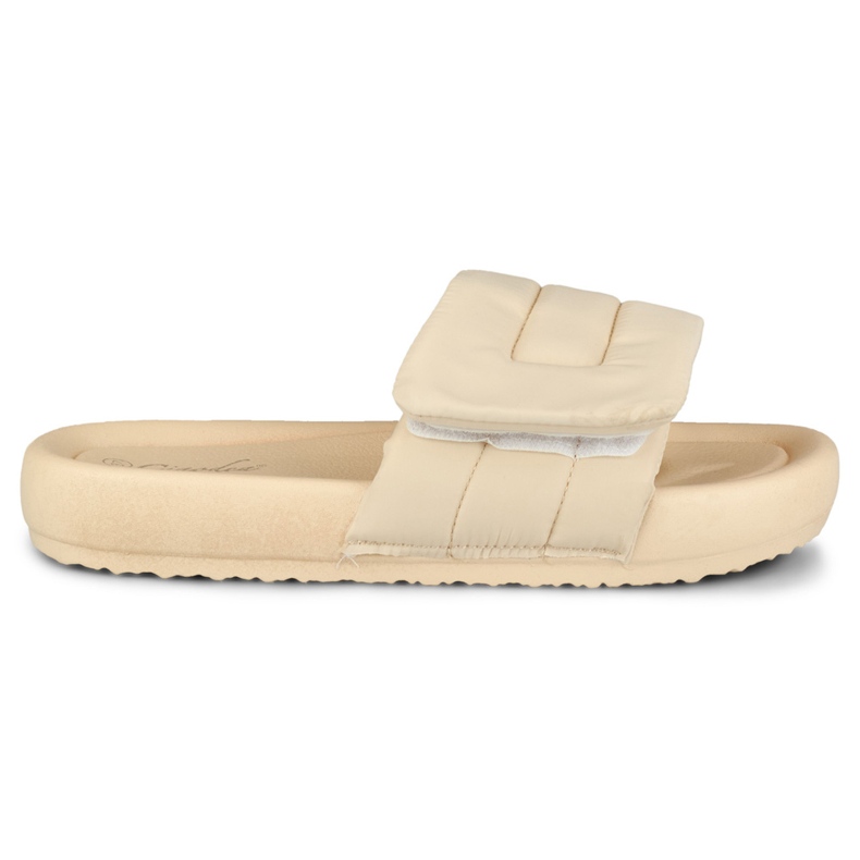 Chaussons femme beiges réglables par velcro