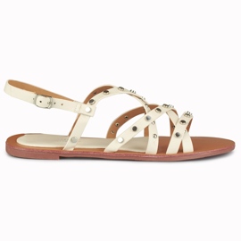 Sandales beiges pour dames avec décorations en métal