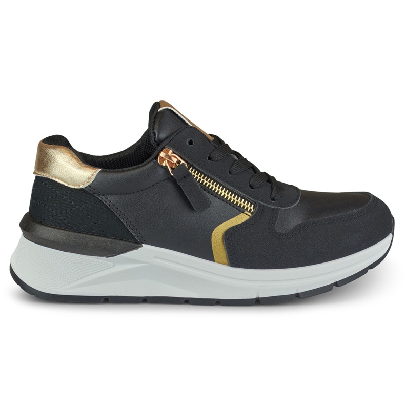Chaussures de sport pour femmes noires avec une fermeture éclair dorée le noir