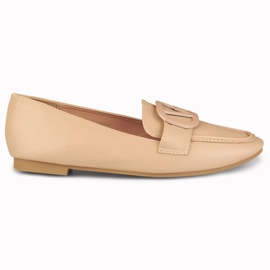 Chaussures beige foncé pour femmes en éco-cuir Chaussures beige foncé pour femmes en éco-cuir