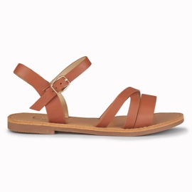 Sandales plates femme Violet marron brun
