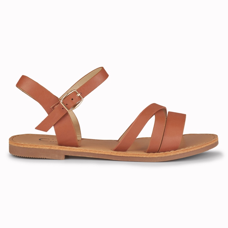 Sandales plates femme Violet marron brun