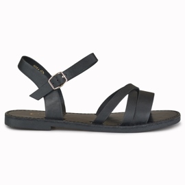 Sandales noires plates femme Violet le noir