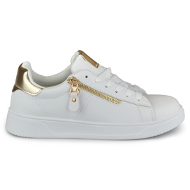 Chaussures de sport pour femmes avec une fermeture éclair dorée blanche