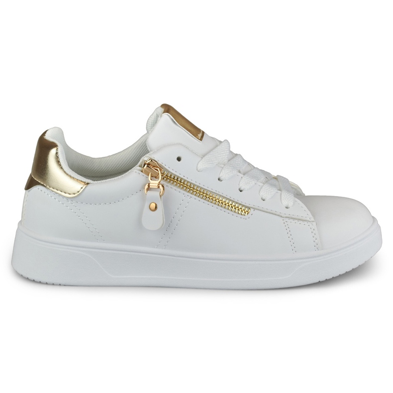 Chaussures de sport pour femmes avec une fermeture éclair dorée blanche