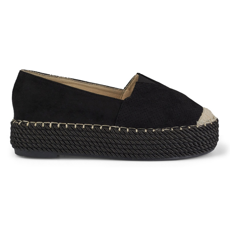 Espadrilles à plateforme en daim noir le noir