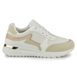 Baskets femme avec un ajout doré beige