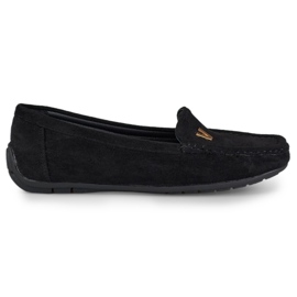 Mocassins femme en daim noir le noir