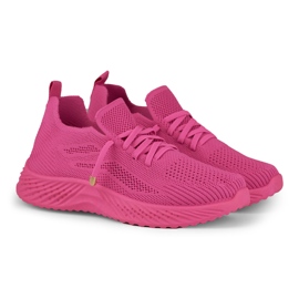 Chaussures de sport pour femmes élastiques fuchsia rose