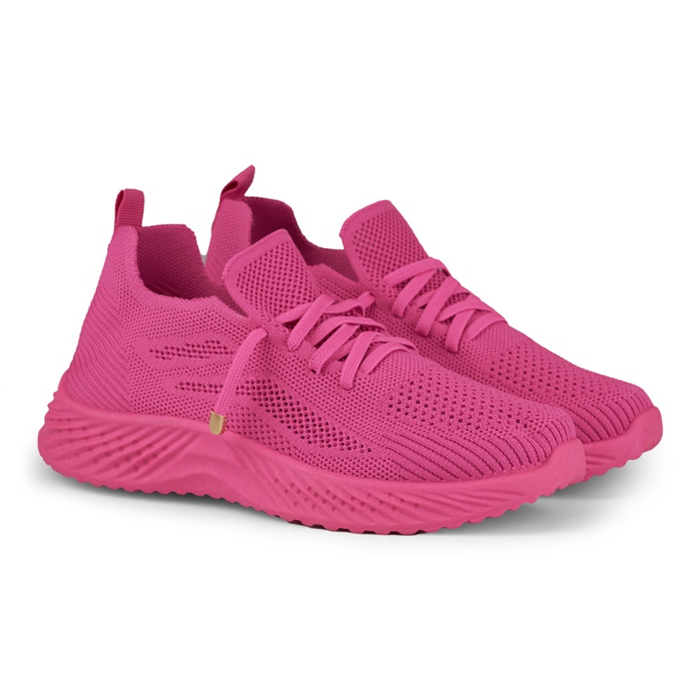 Chaussures de sport pour femmes élastiques fuchsia rose