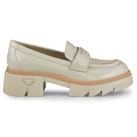 Mocassins mode femme beige laqué Mocassins mode femme beige laqué