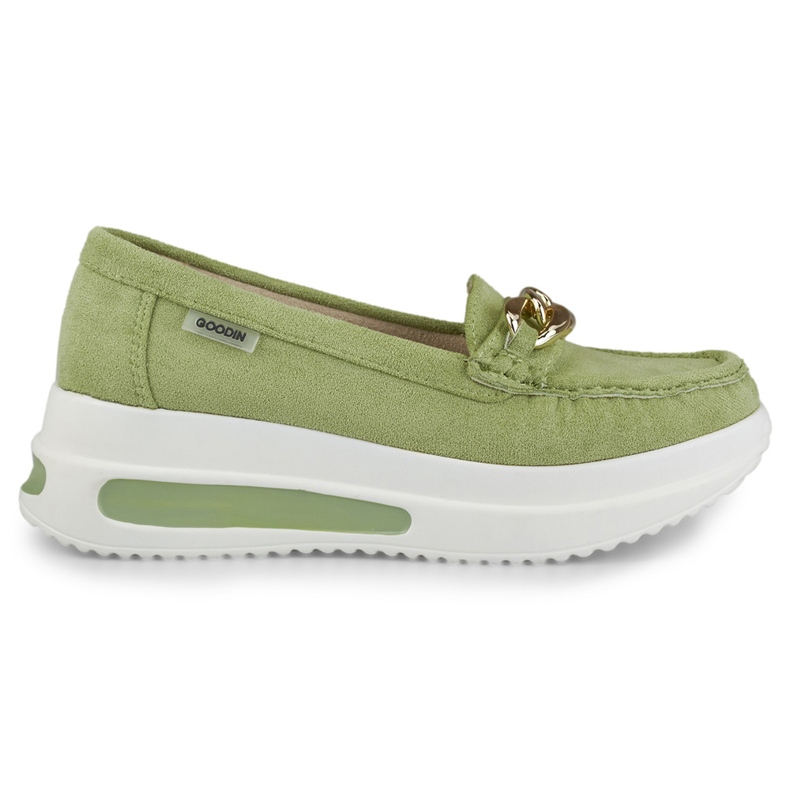 Mocassins pour femmes vert clair sur la plate-forme