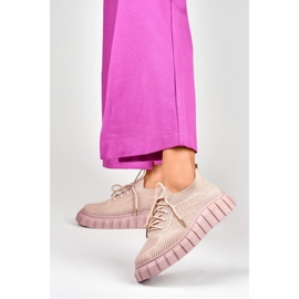 Chaussures de sport pour femmes roses élastiques