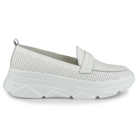 Chaussures blanches ajourées confortables en cuir naturel