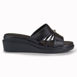 Chaussons compensés confortables et élégants pour femmes le noir Chaussons compensés confortables et élégants pour femmes le noir