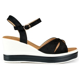 Sandales compensées noires confortables le noir